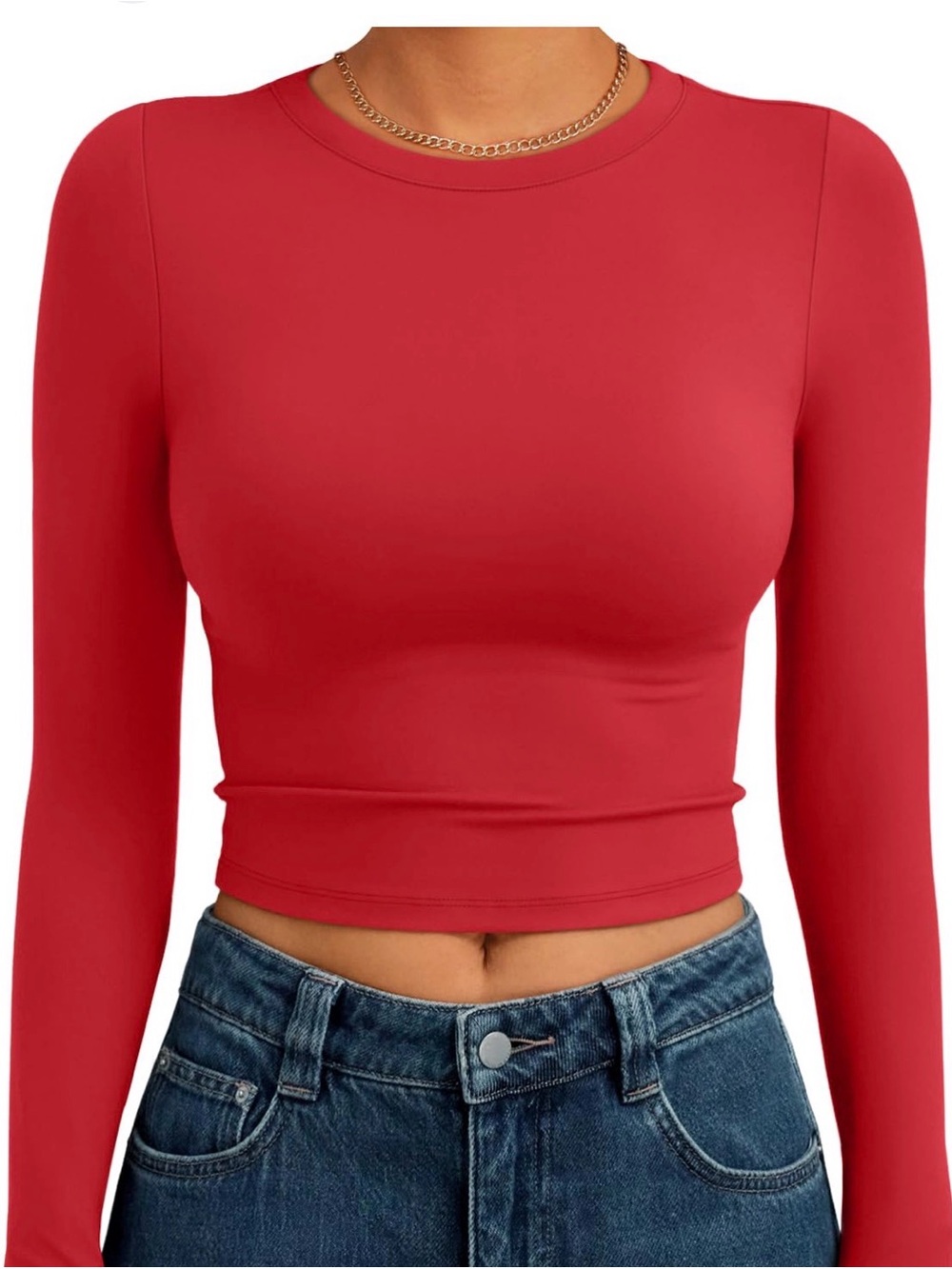 Trendy Queen Classic Red Long Sleeve Top Size S